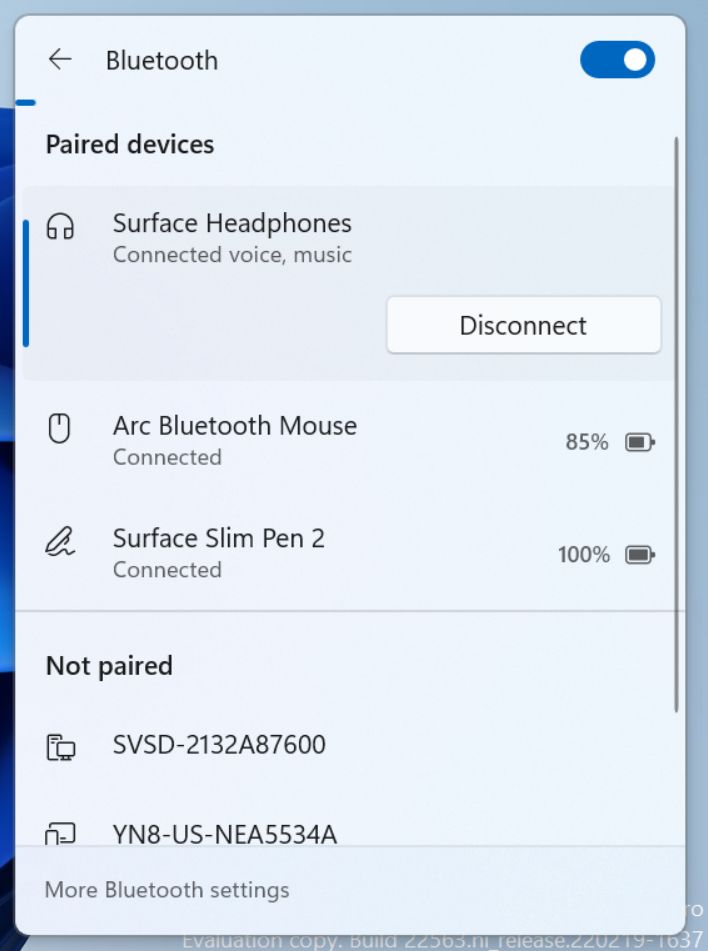 Bluetooth in Quick Settings