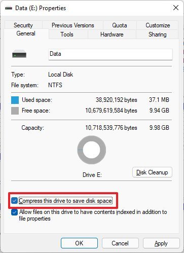 Compress the drive to save disk space