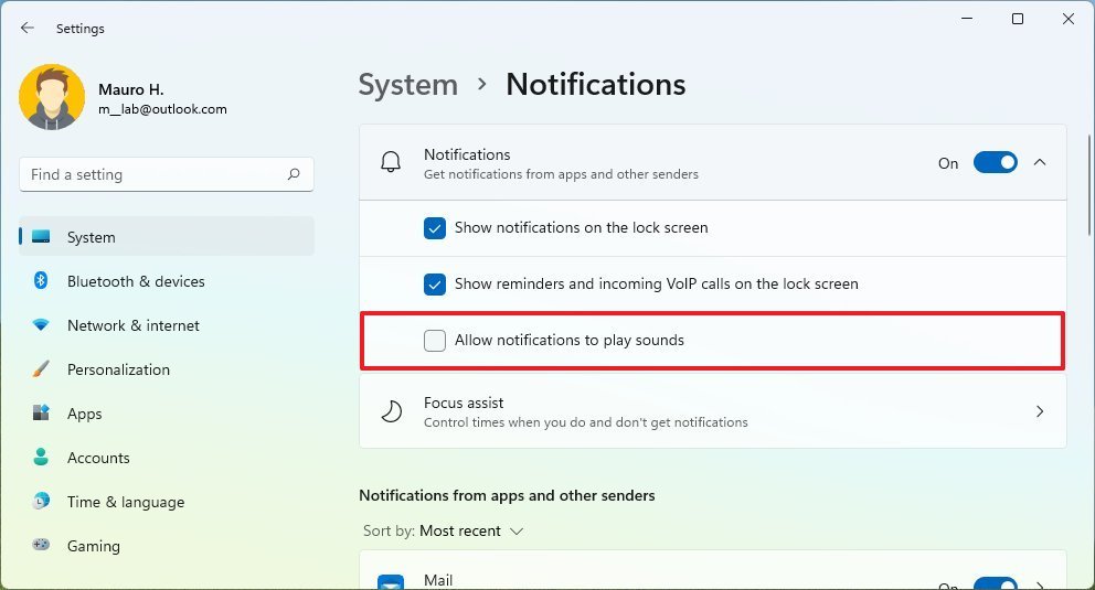 Windows 11 disable notifications sounds
