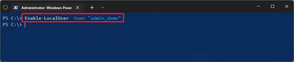 Enable Windows 11 account with PowerShell
