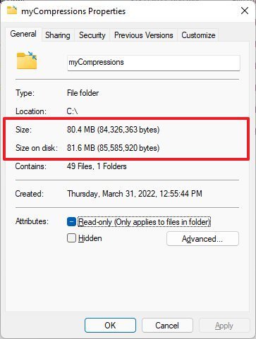 File compression details