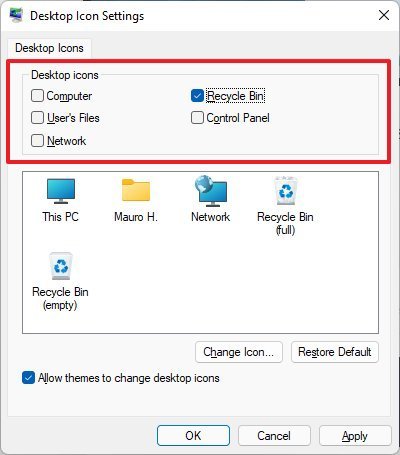 Hide system icons on Windows 11