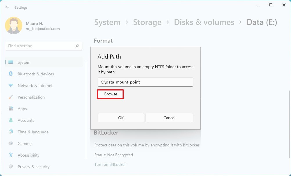 Mount drive as a folder on Windows 11