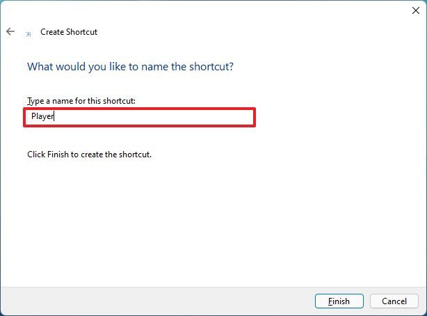 Shortcut confirm name