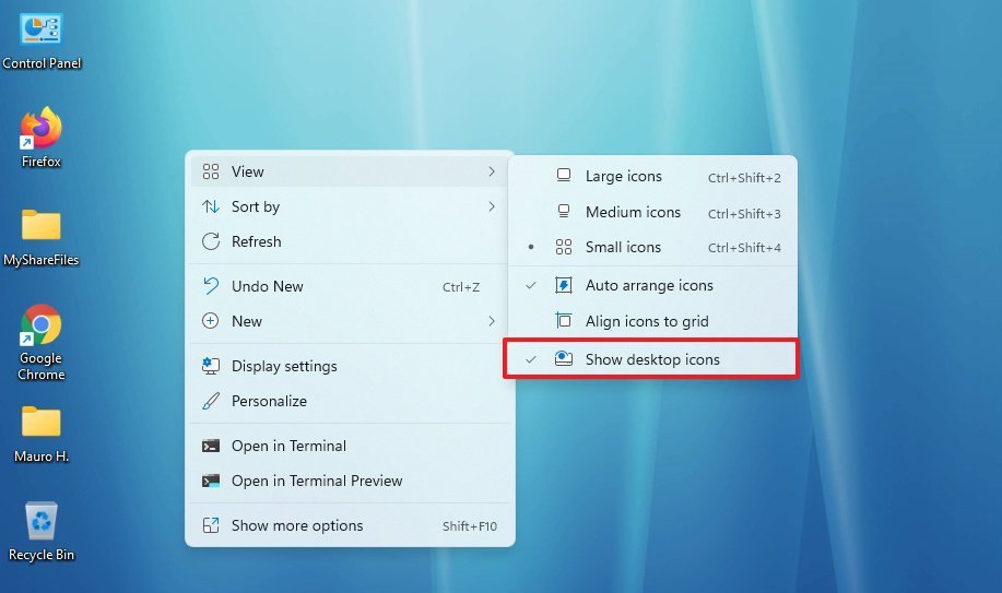 Show desktop icons on Windows 11
