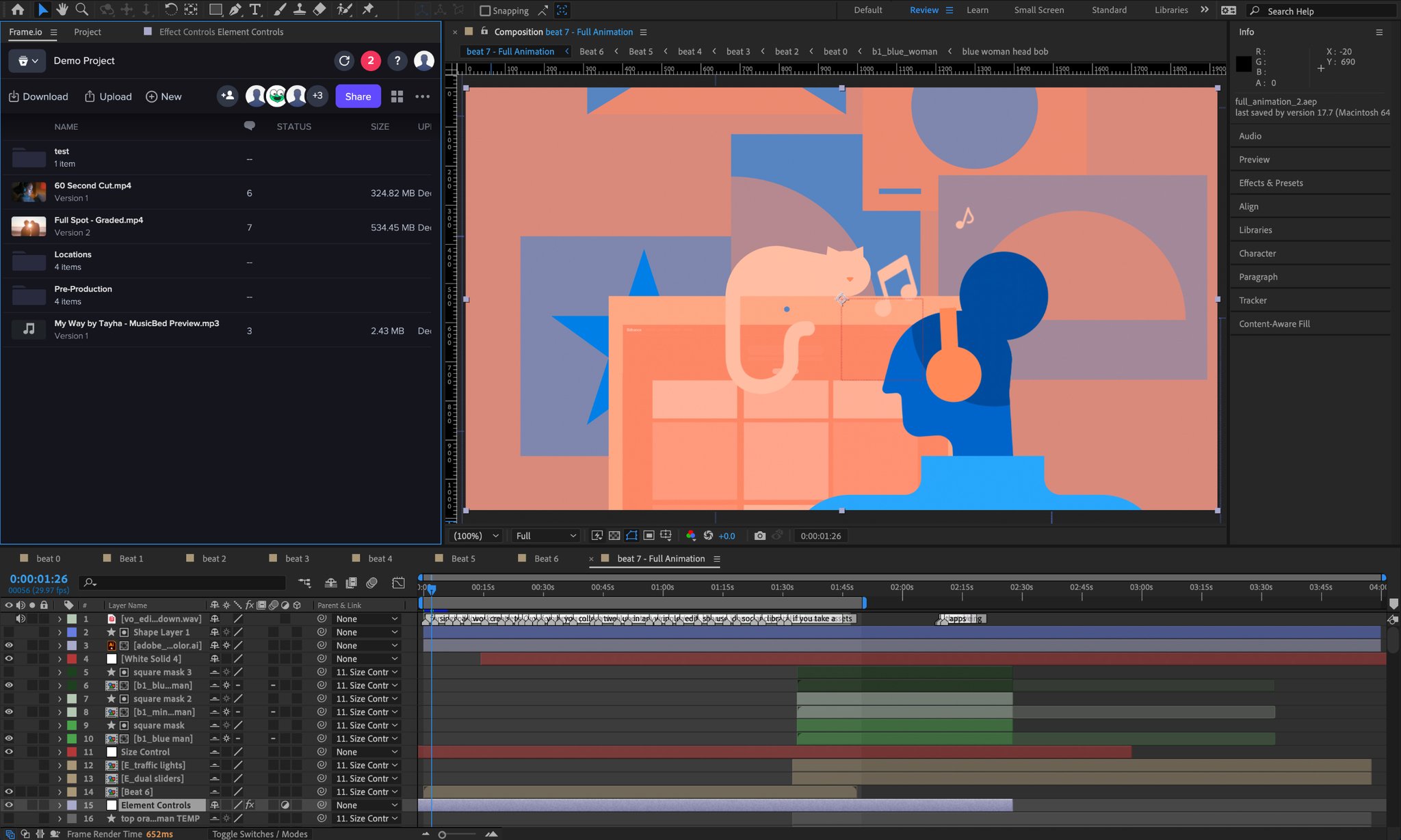 After Effects Frameio Review Workspace