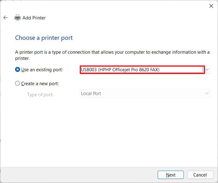 Connect local USB printer to Windows 11
