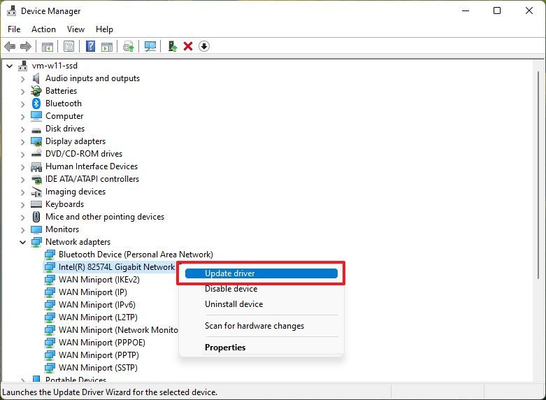Device Manager Update Driver Option
