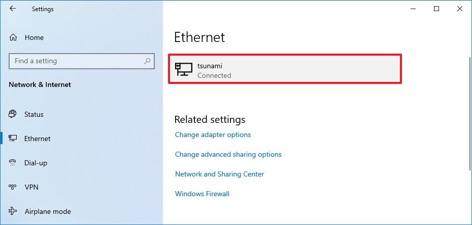 Configurações de conexões Ethernet