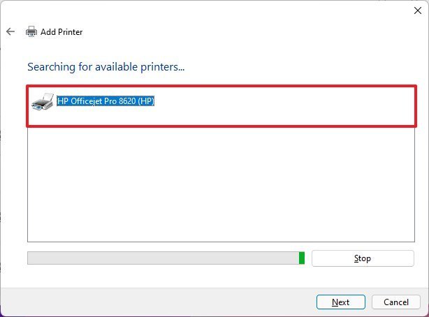 Select printer to install