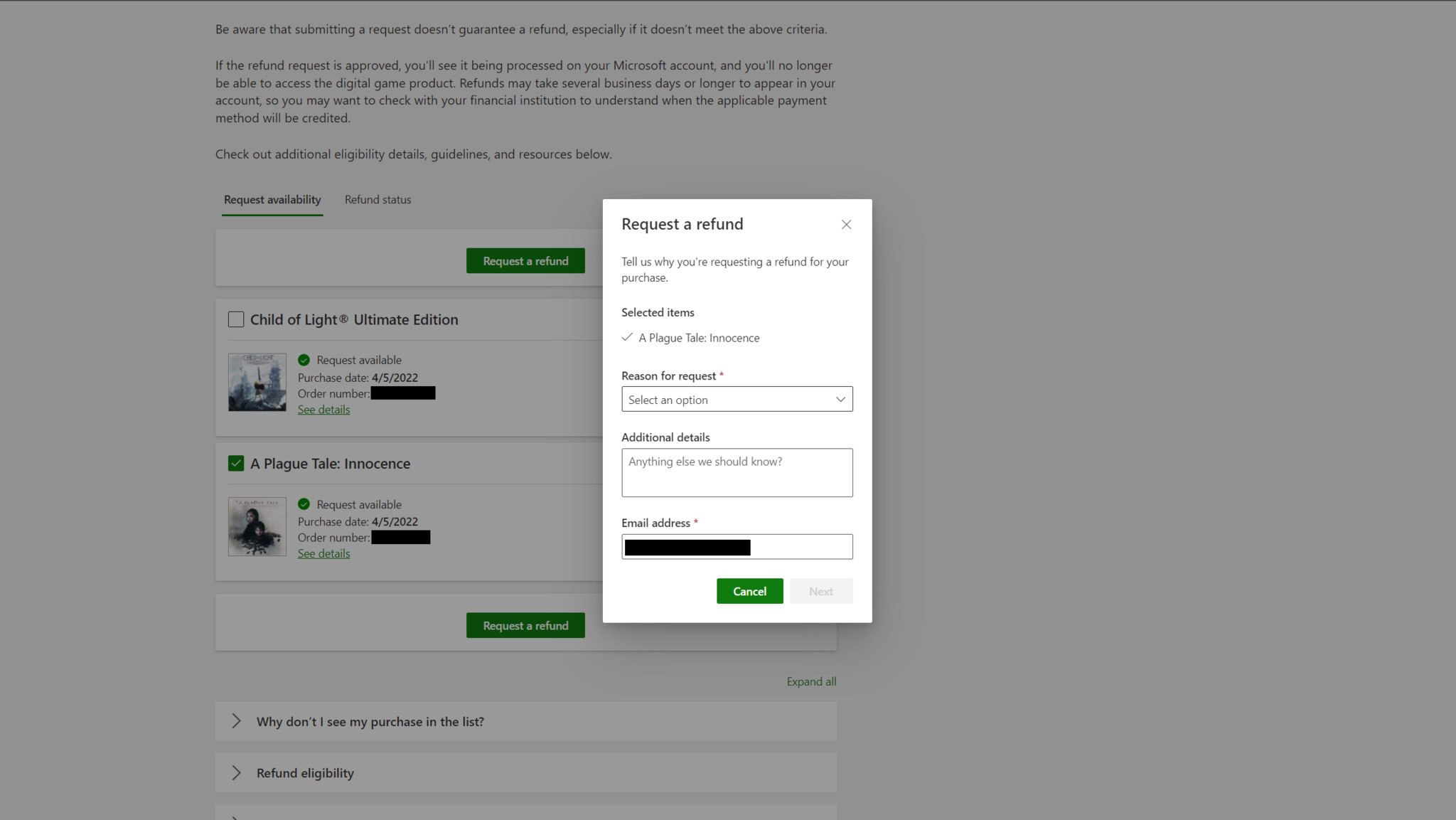 Xbox Games Refund Request Portal Image