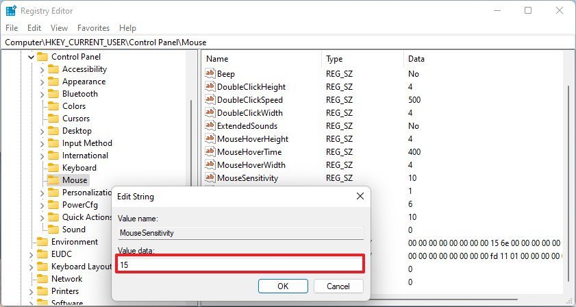 Change mouse speed with Registry