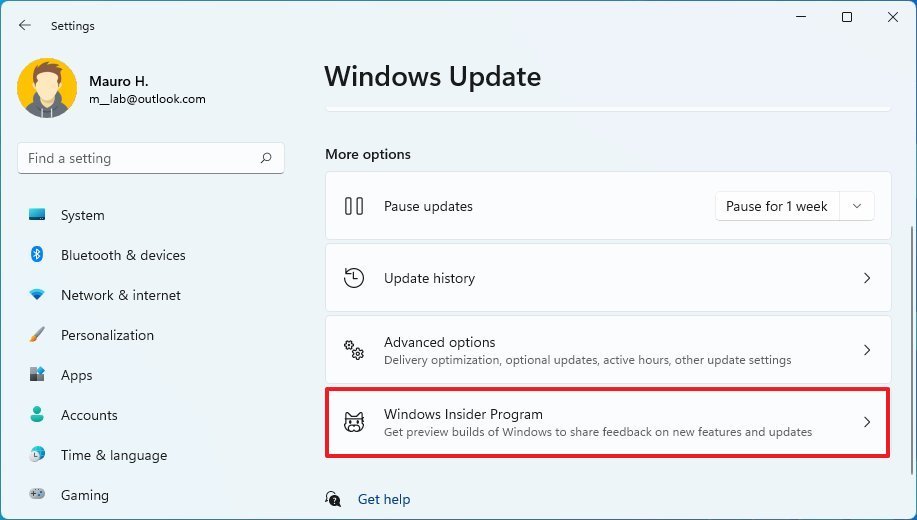 Open the Windows Insider Program