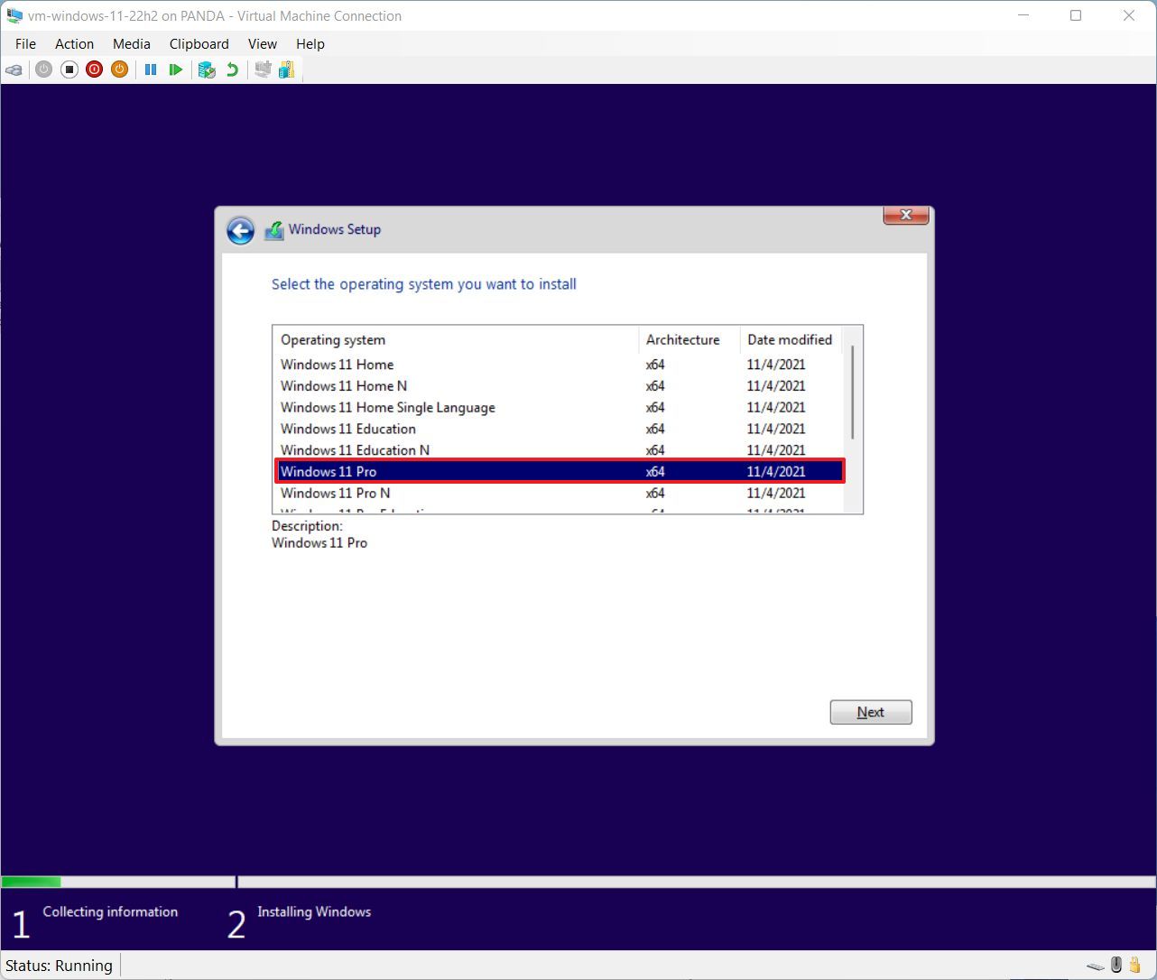 Select edition of Windows 11