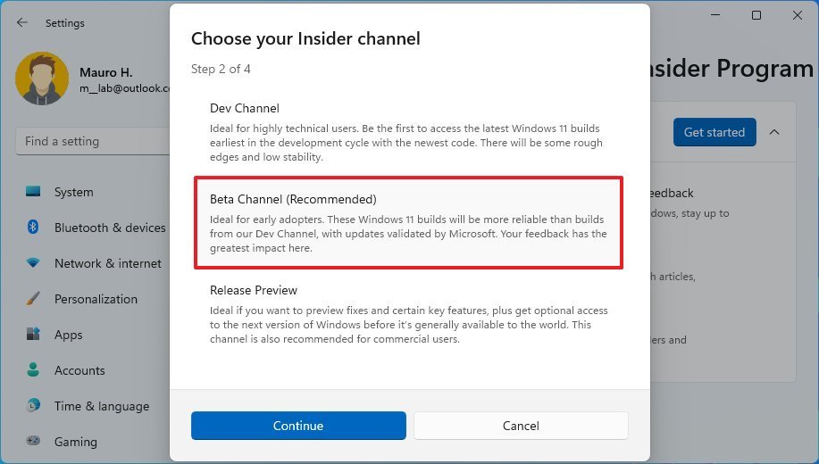 Windows Insider Beta Channel