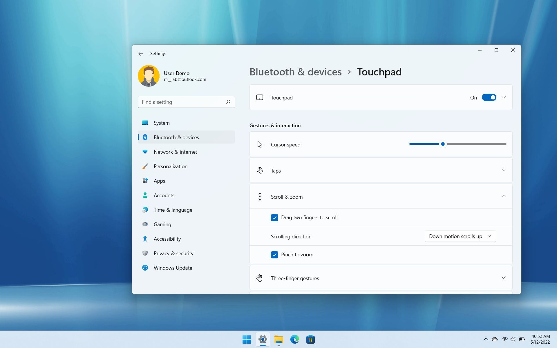 Windows 11 reverse mouse and touchpad scrolling
