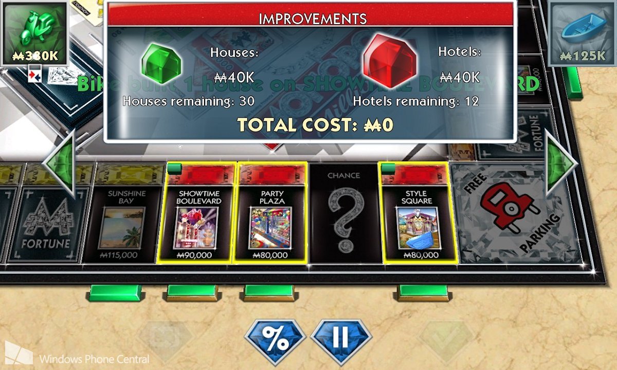 Monopoly Millionaire for Windows Phone 8 houses