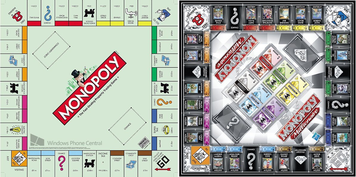 Monopoly Millionaire board comparison