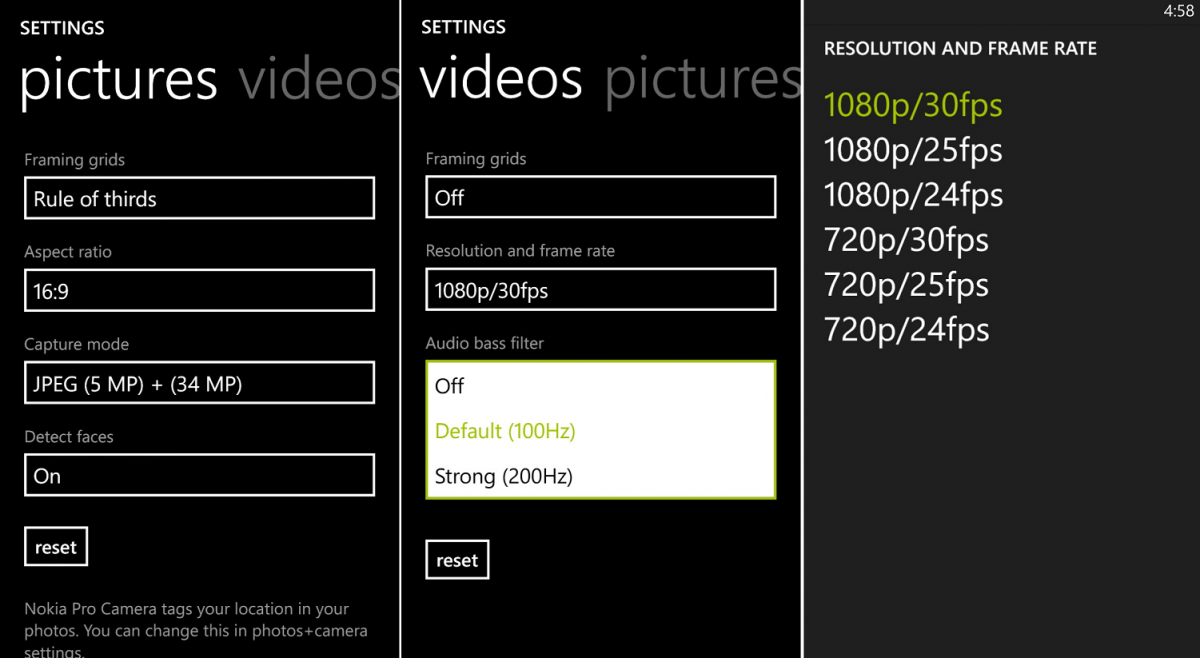 Lumia 1020 Camera Settings