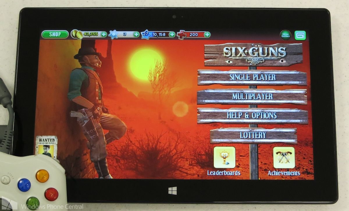 Six-Guns for Windows 8 Microsoft Surface Pro Xbox Controller