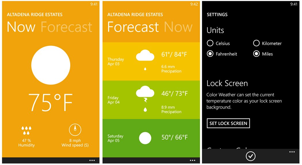 Color Weather, a simple but colorful forecast app for Windows Phone 8