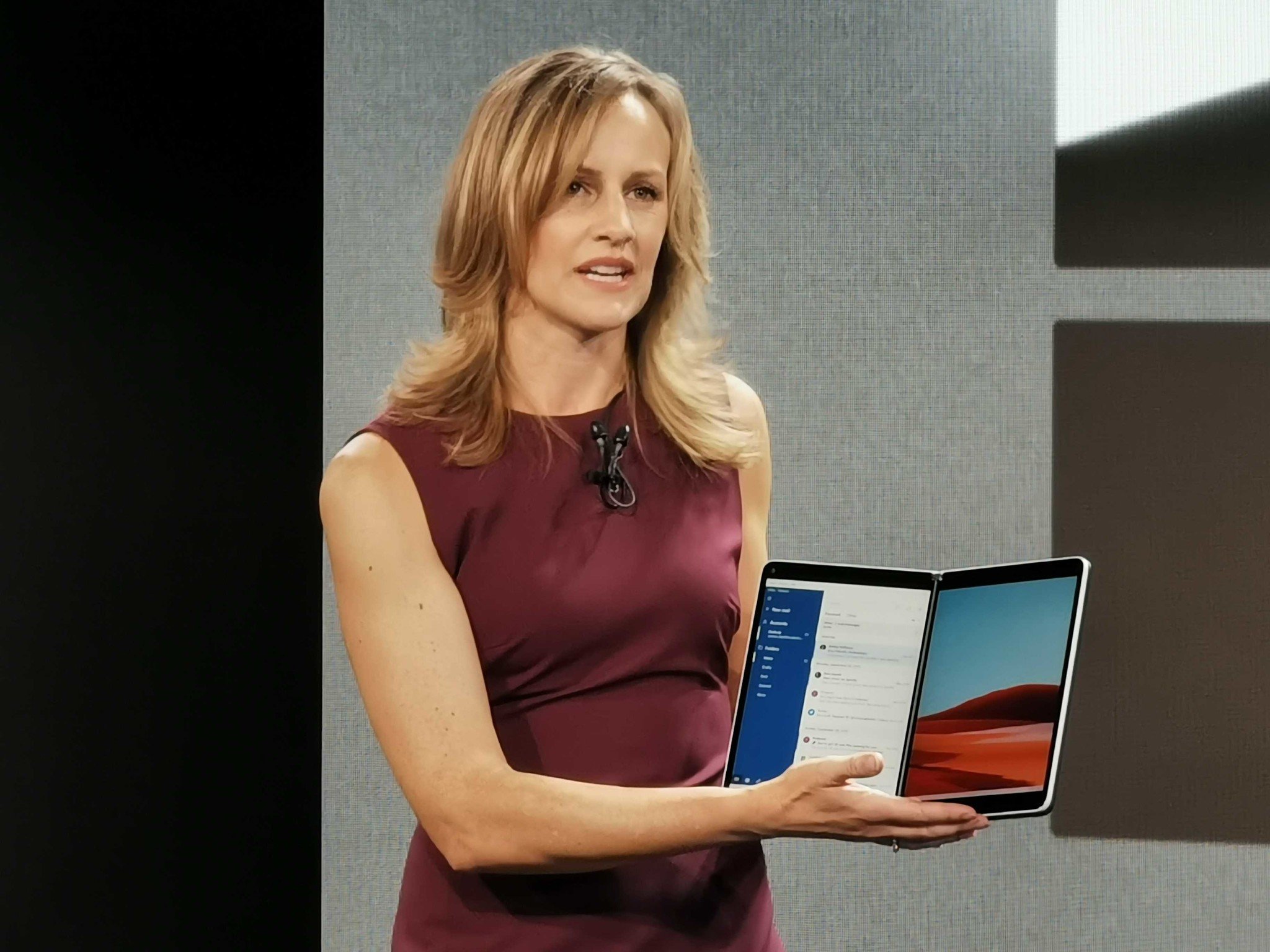 Microsoft employee with Surface Neo