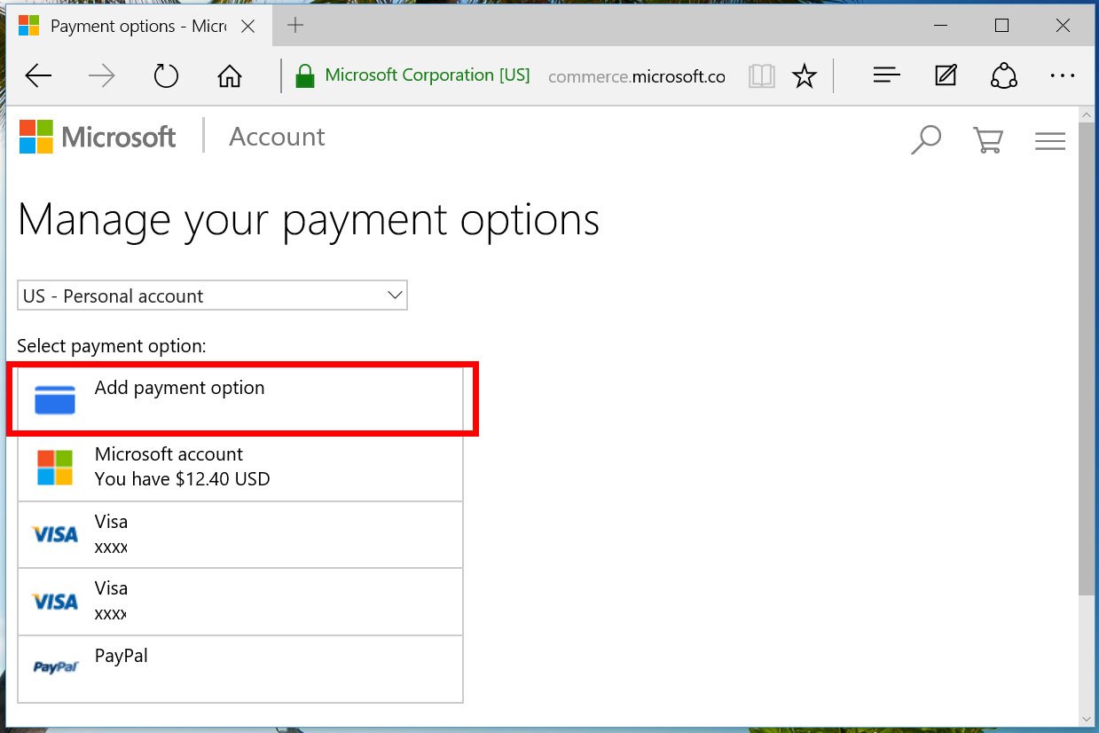 How to add or delete a payment method from the Store in Windows 10 | Windows Central