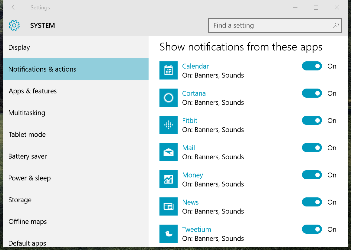 Windows 10 notifications