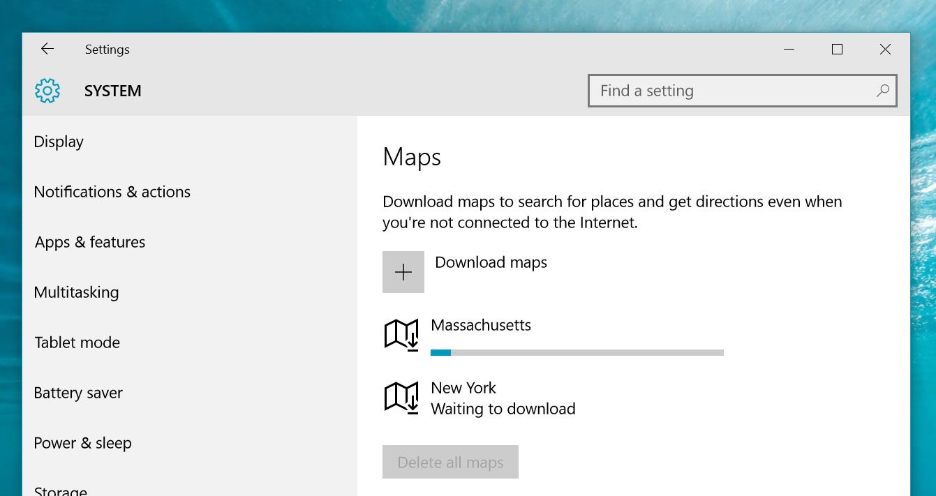 Windows 10 offline maps