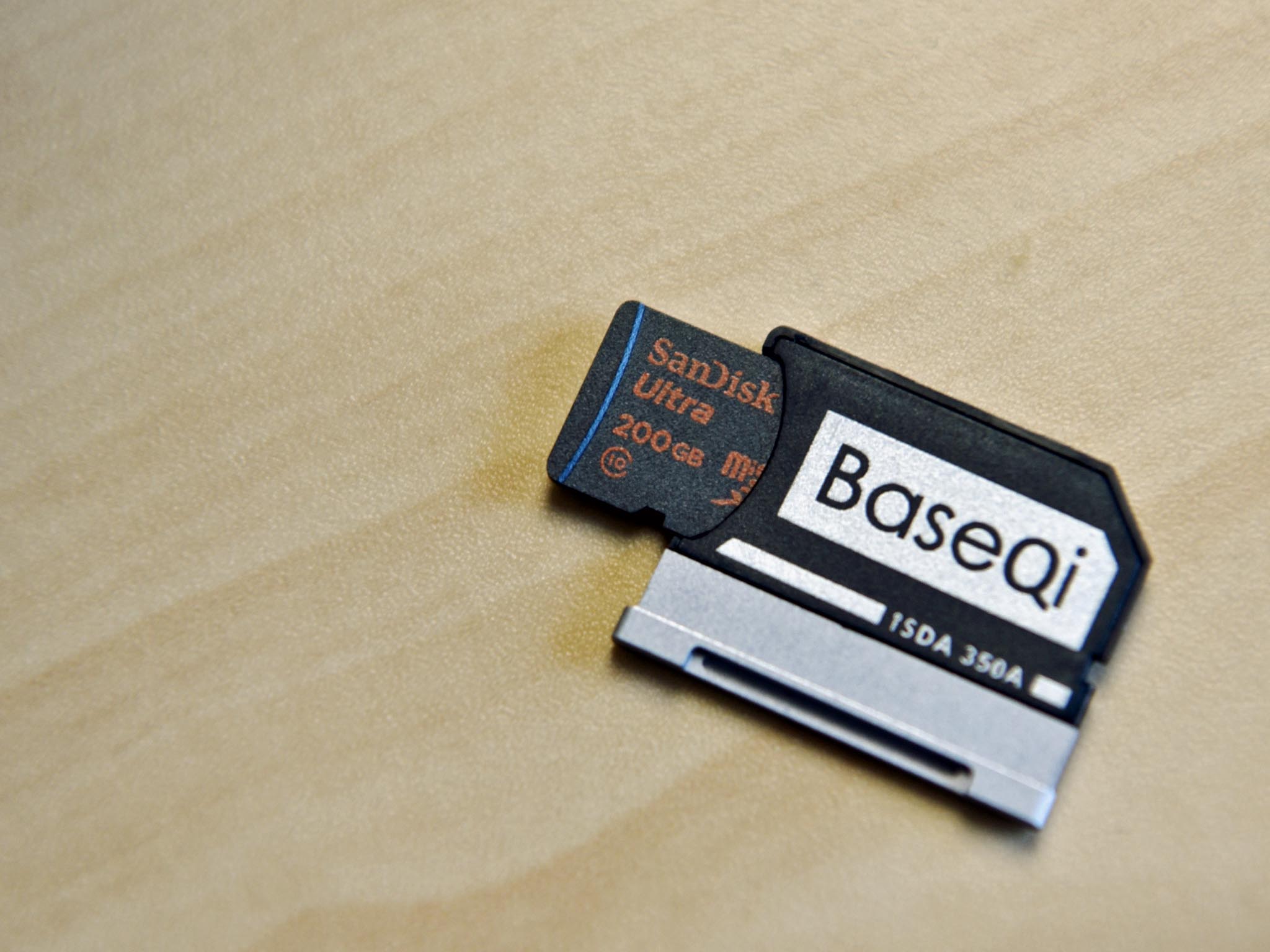 Slide the microSD card into the adapter.