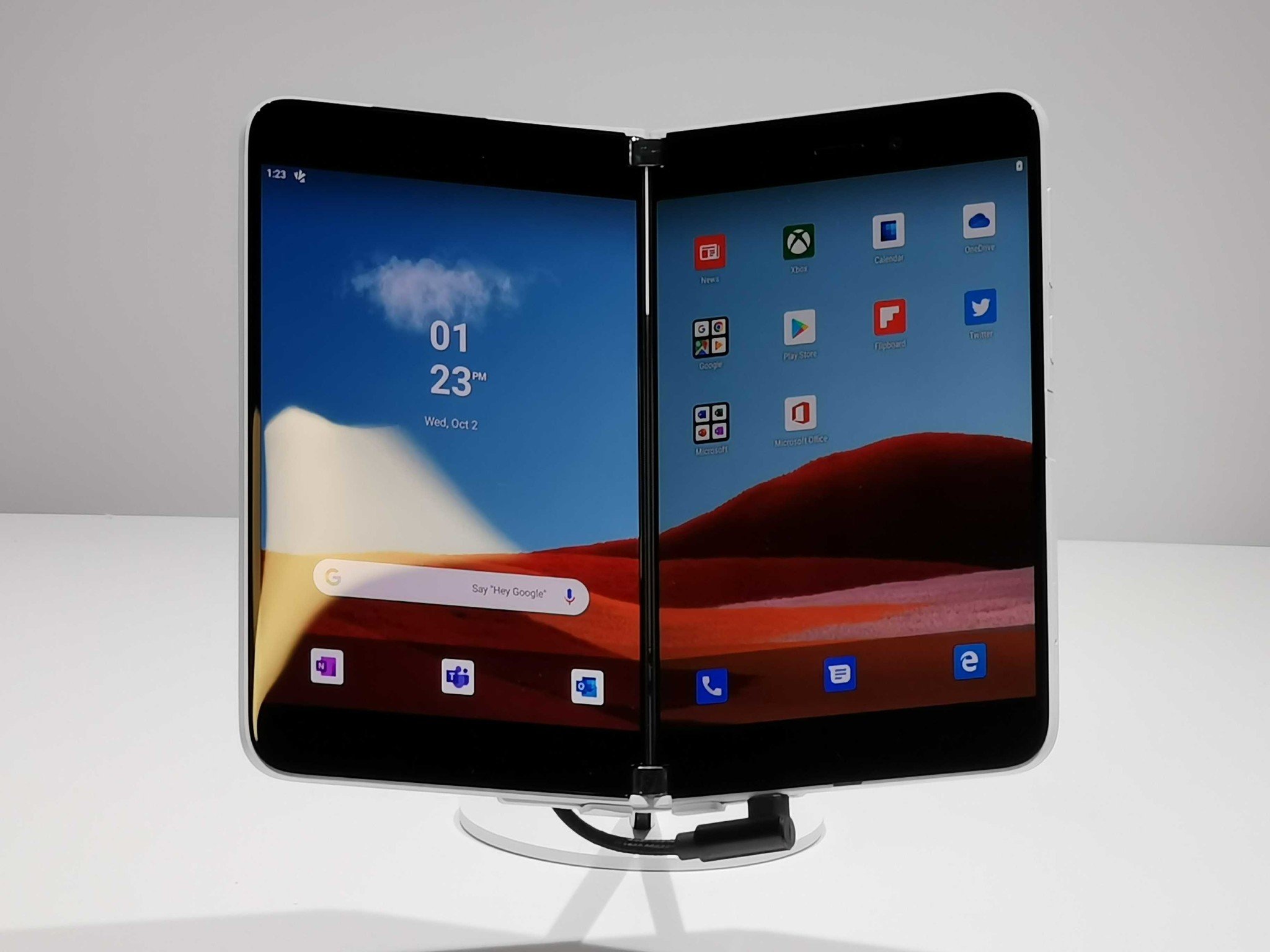 Surface Duo unfolded on display