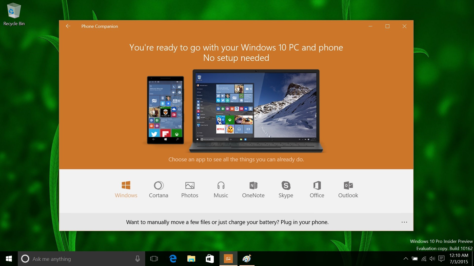 Phone Companion in Windows 10