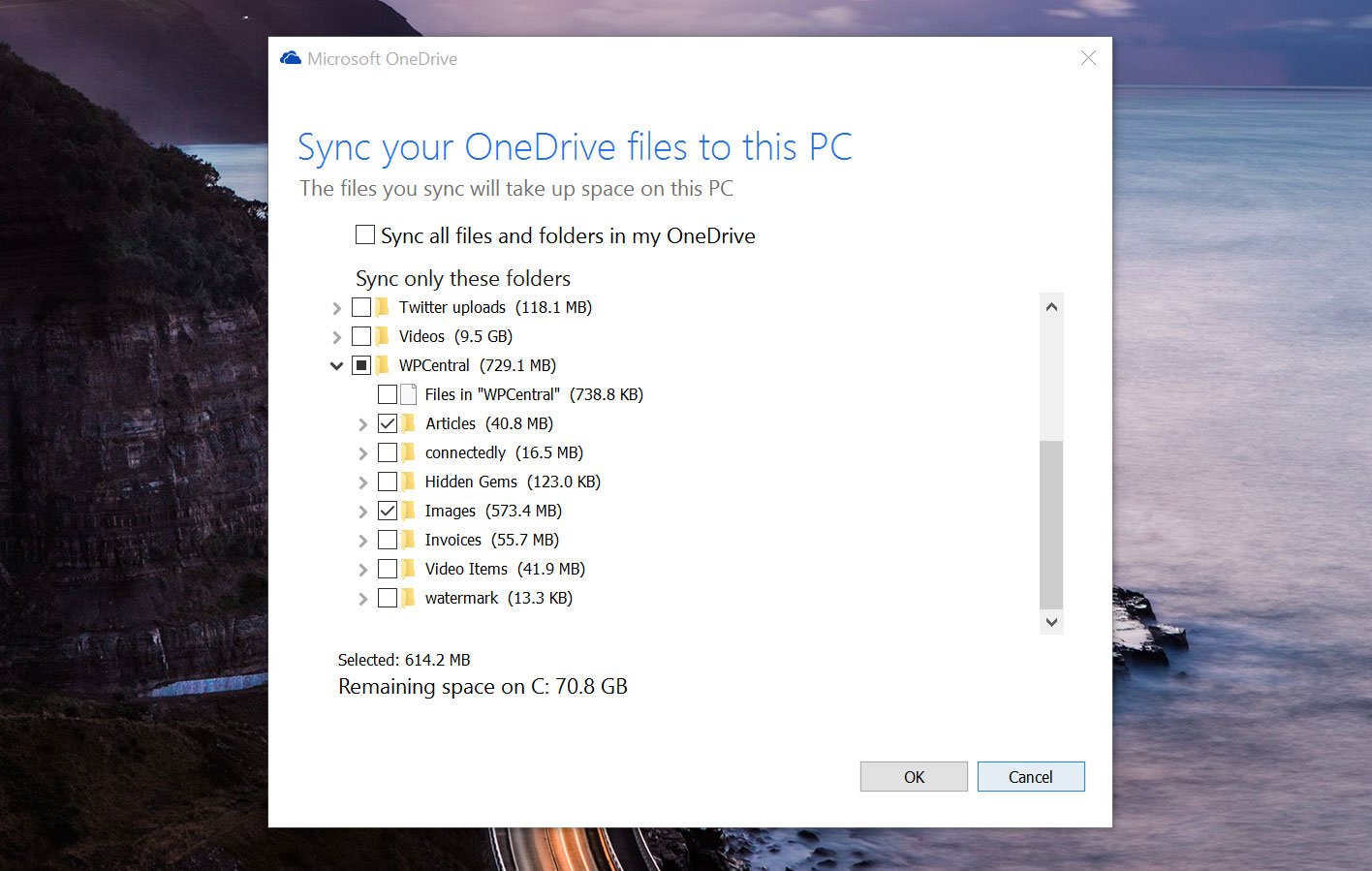 OneDrive Select folders
