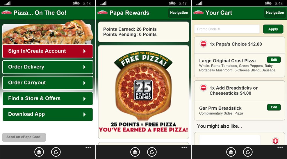 Order Papa John's pizza with the official Windows Phone app | Windows