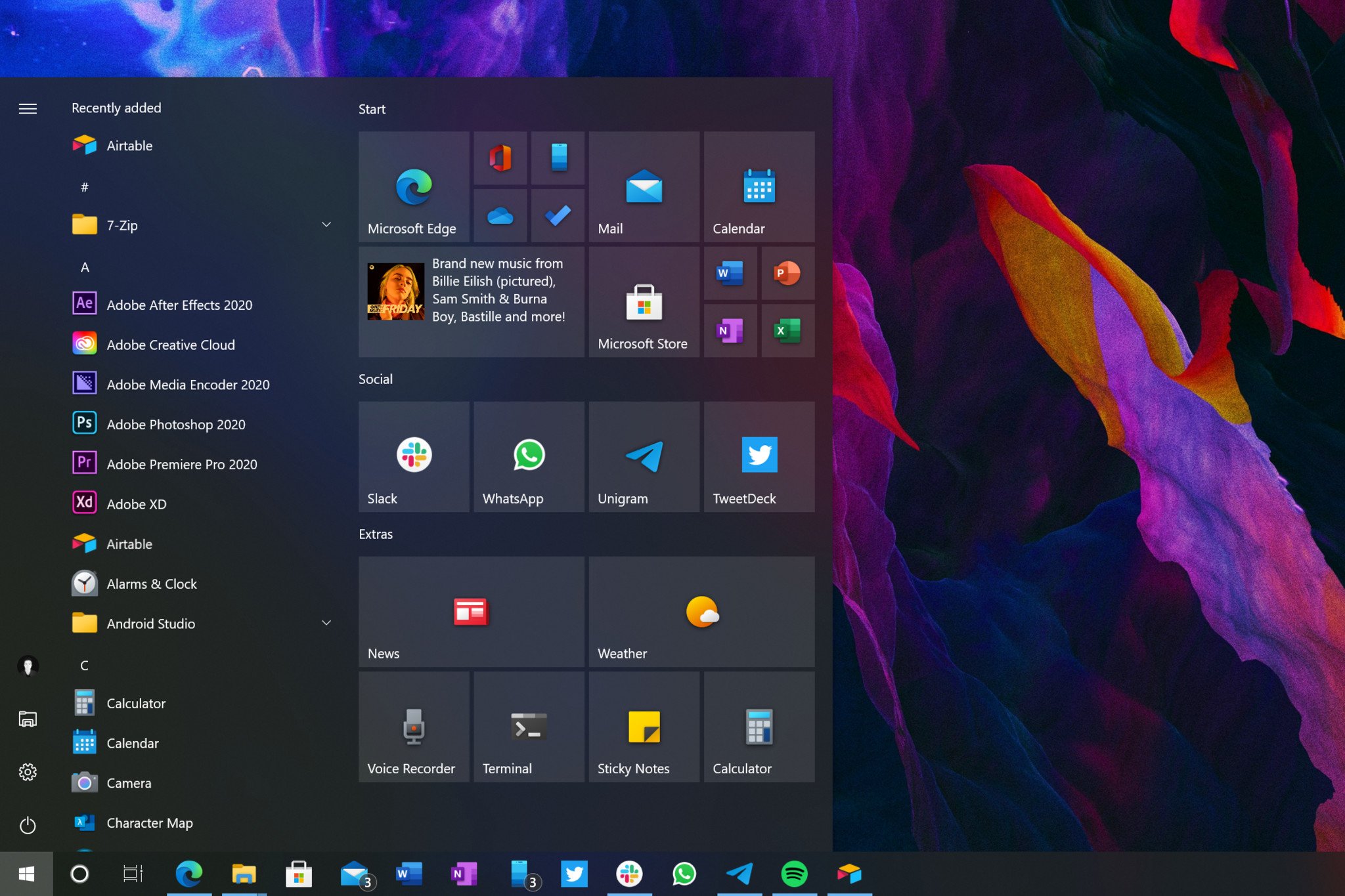 Windows 10 20H2 Update: Start Menu