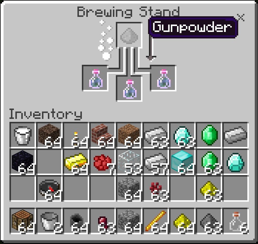 Add gunpowder to change potions into splash potions.