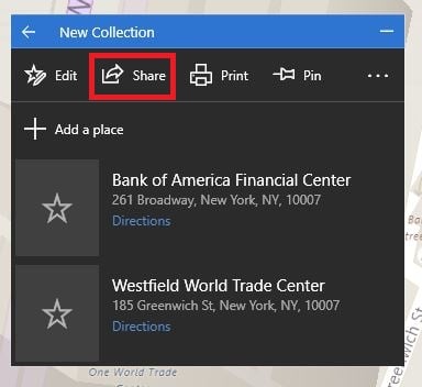 Windows Maps Share Collection