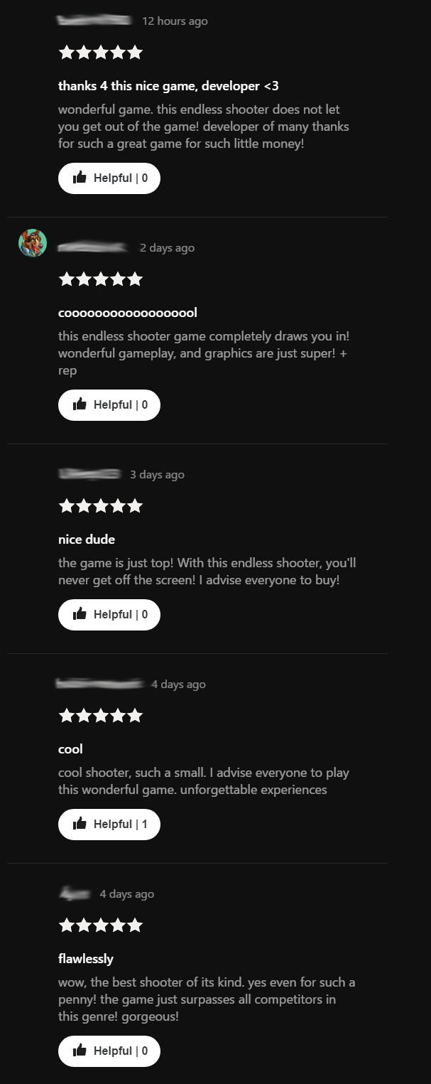 Suspicious reviews found by Reddit user thekthepthe3.