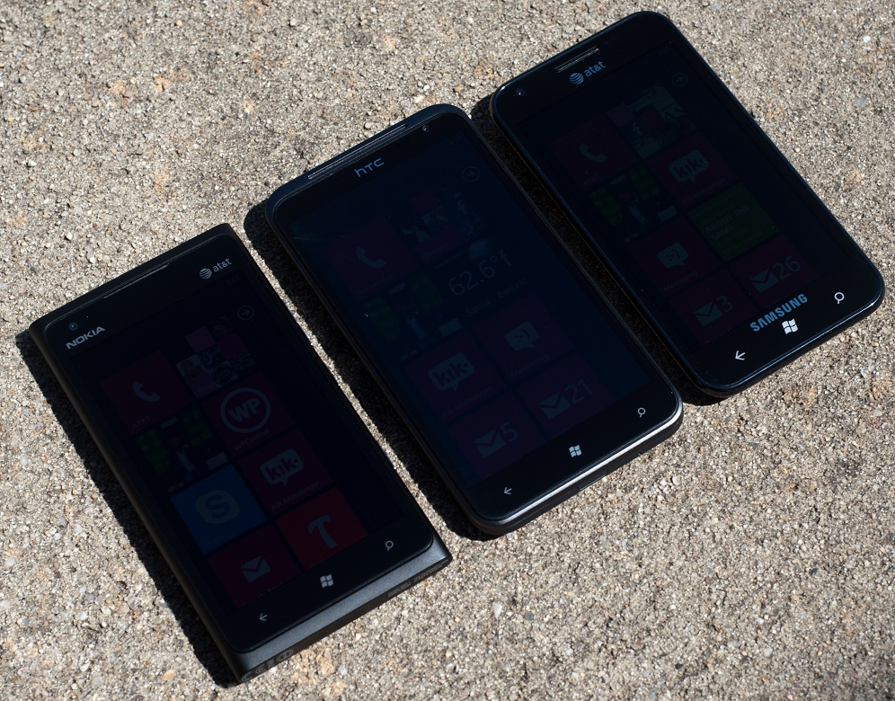 (From left to right) Lumia 900, Titan, Focus S