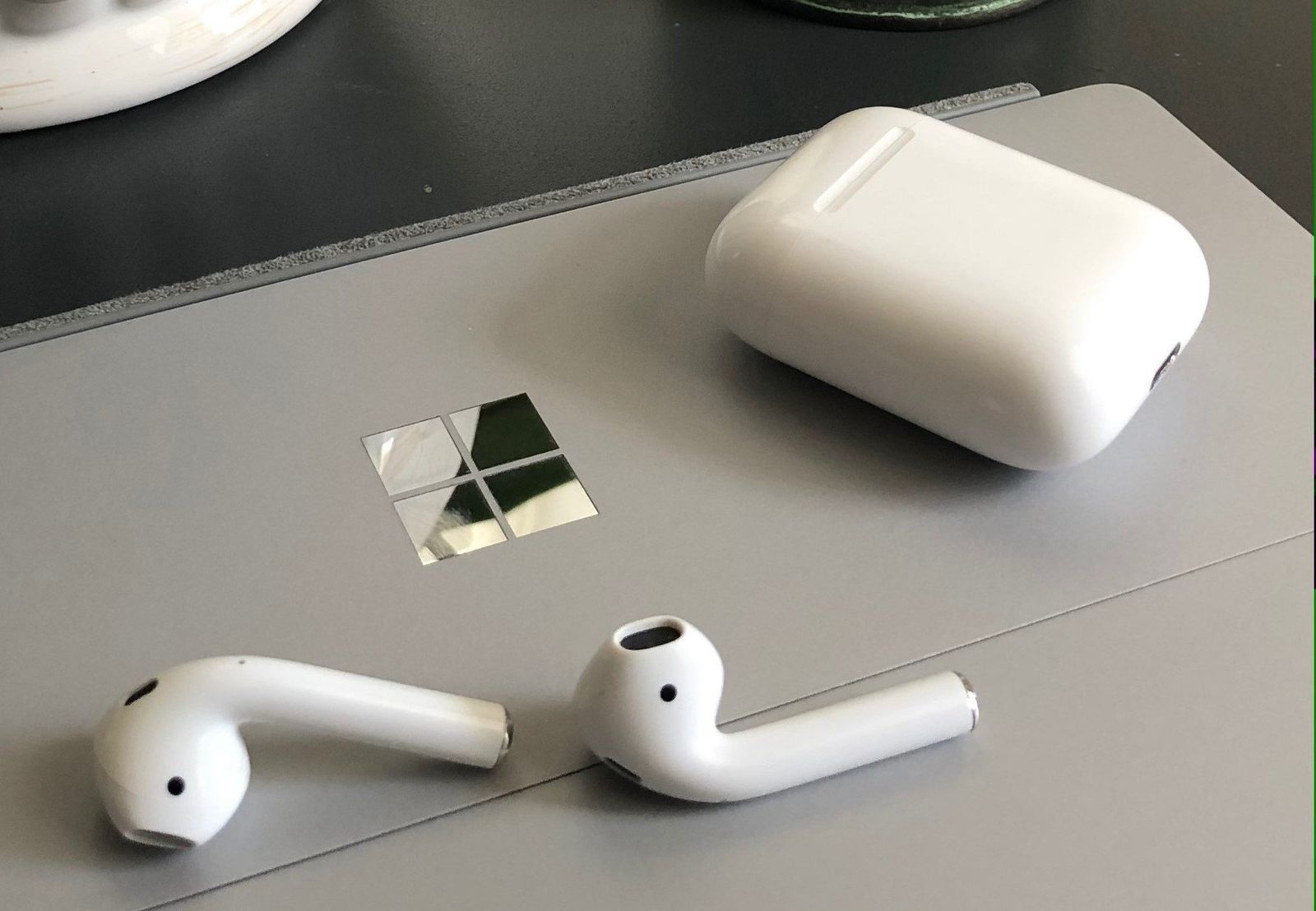 Apple AirPods on a Surface PC