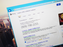 Bing results display detailed business listings, hours