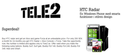 Tele2 offering HTC Radar with Xbox 360s + Forza for 244 SEK