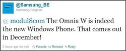 Samsung Omnia W in December, Focus S a U.S. only release?