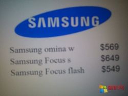 Samsung Focus S, Focus Flash and Omnia W get priced