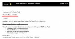 Sprint Touch Pro 2 Windows Mobile 6.5 update may come this week