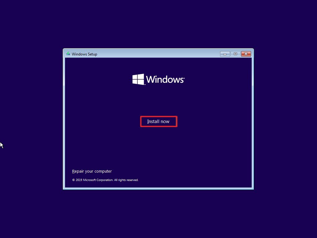 Windows Setup install option