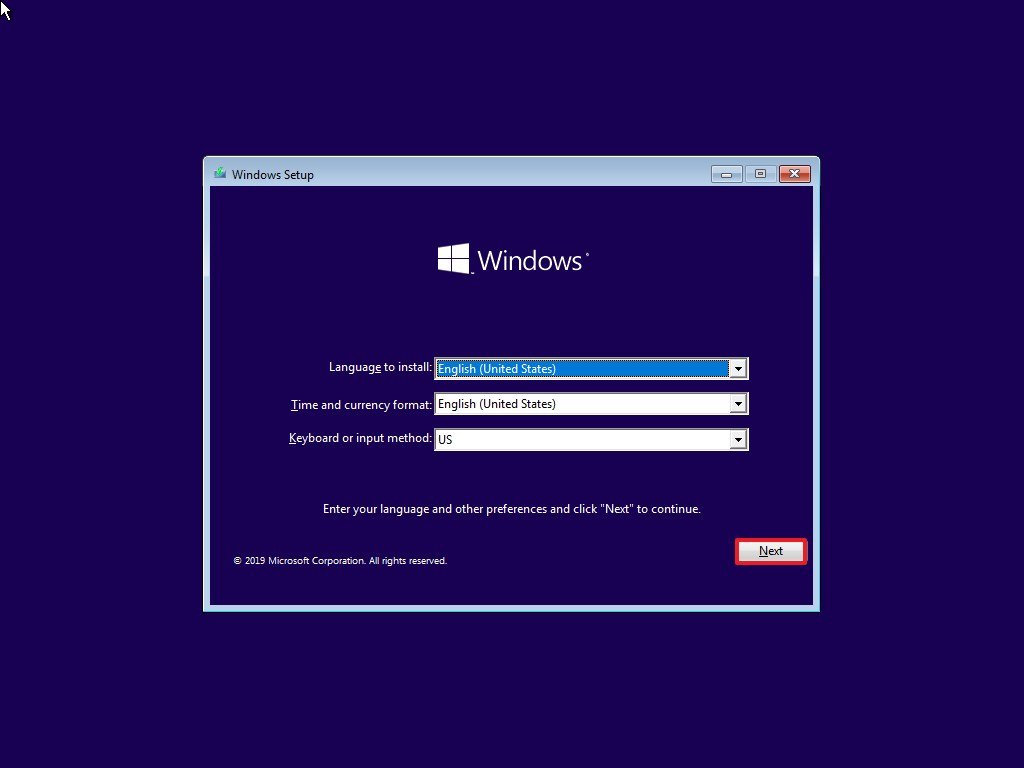 Windows Setup language settings