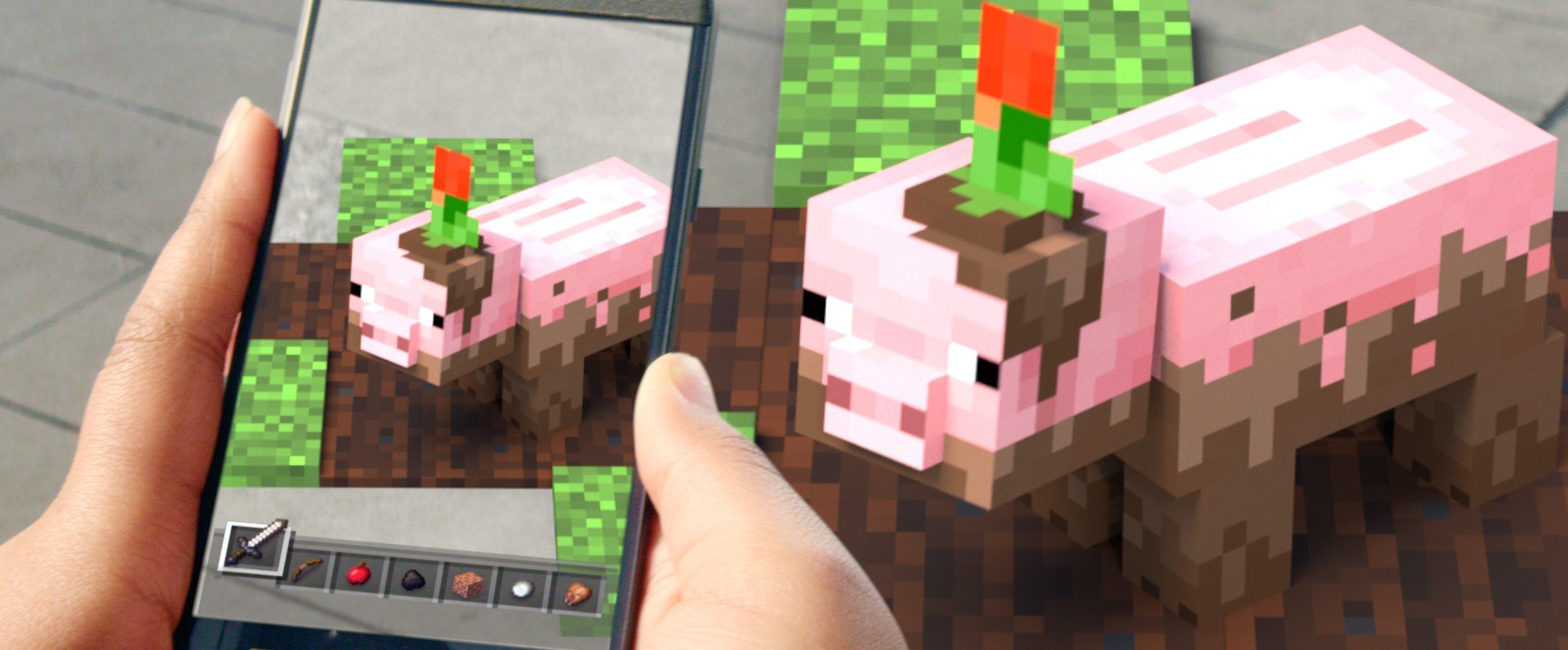 Свинья в грязи. Minecraft Earth