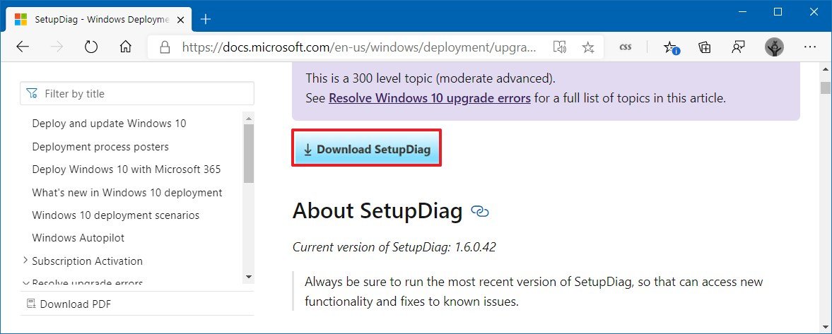 SetupDiag download