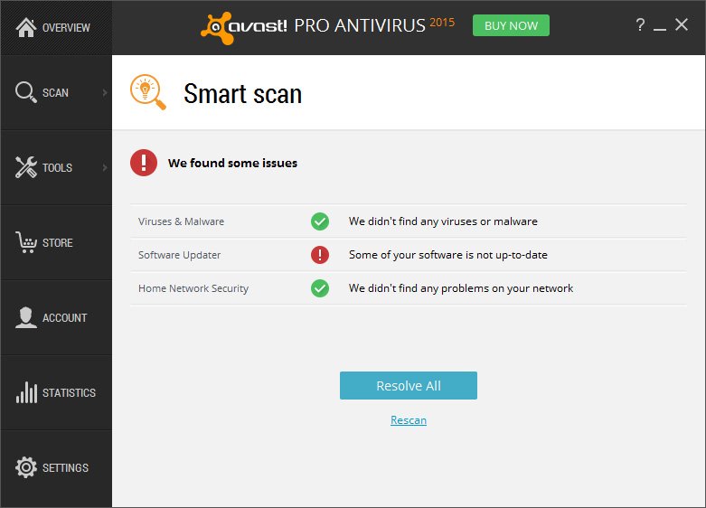 avast antivirus scan results